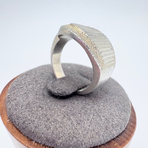 VTG Solid Sterling Silver 925 Etched Rough Textured Freeform Band Ring Size 7 - Picture 3 of 10